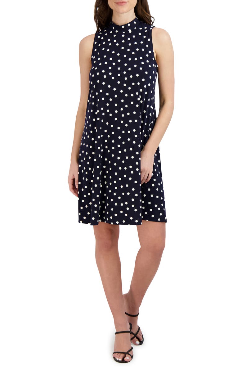 Robbie Bee Puff Bow Back Polka Dot Dress, Main, color, 