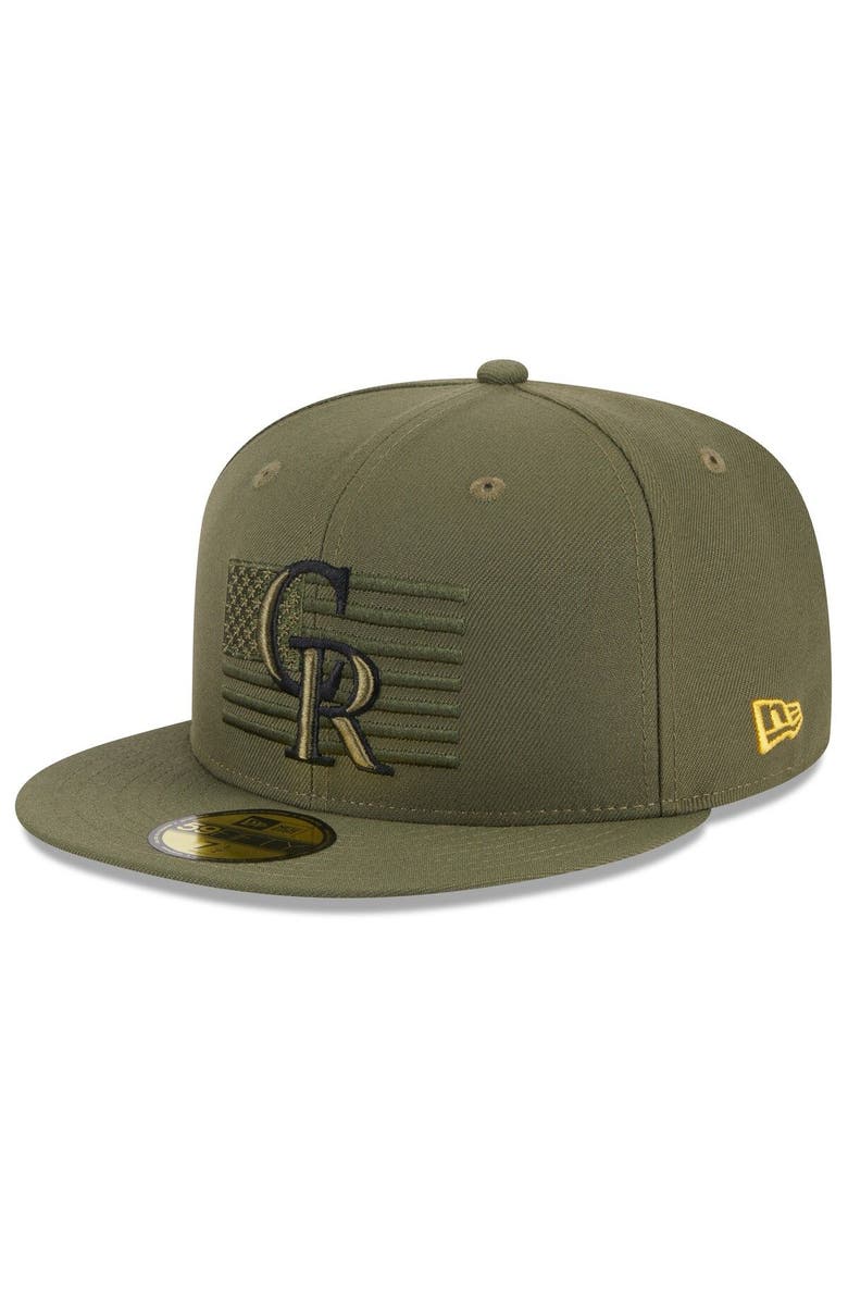 New Era Men's New Era  Green Colorado Rockies 2023 Armed Forces Day On-Field 59FIFTY Fitted Hat, Alternate, color, 