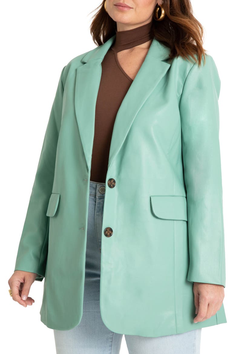 Oversize Faux Leather Blazer, Main, color, FELDSPAR