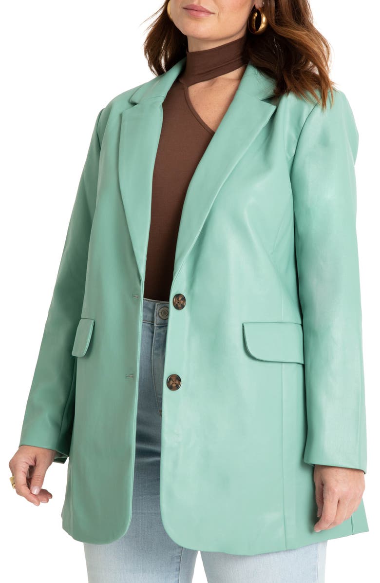 ELOQUII Oversize Faux Leather Blazer, Main, color,