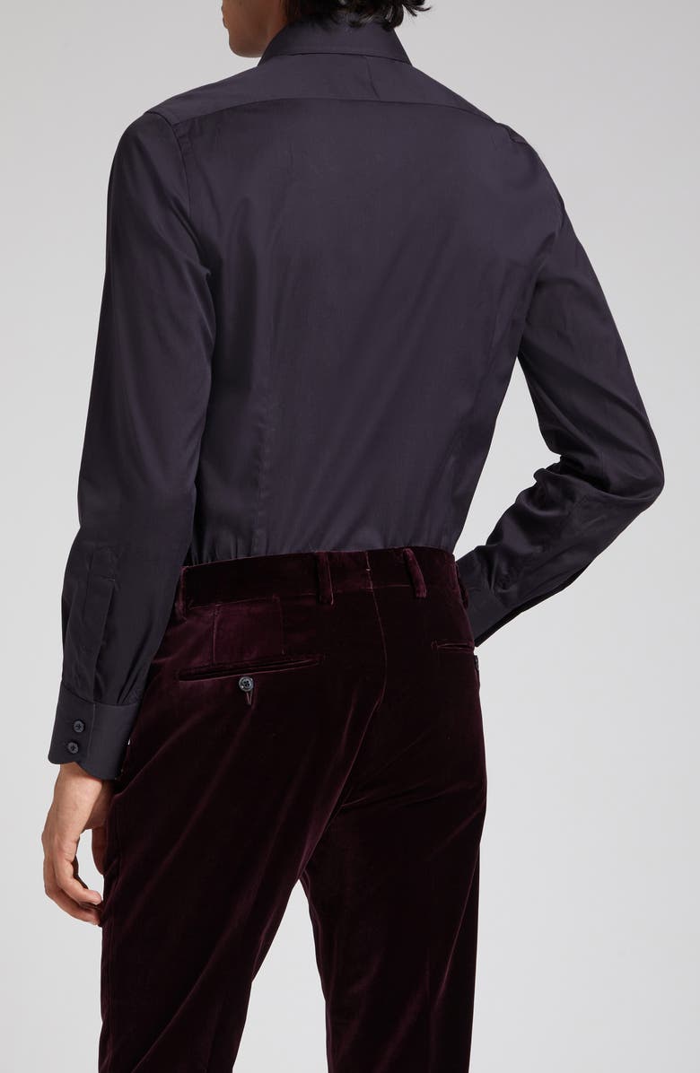 TOM FORD Slim Fit Cotton Poplin Button-Up Shirt, Alternate, color, Black