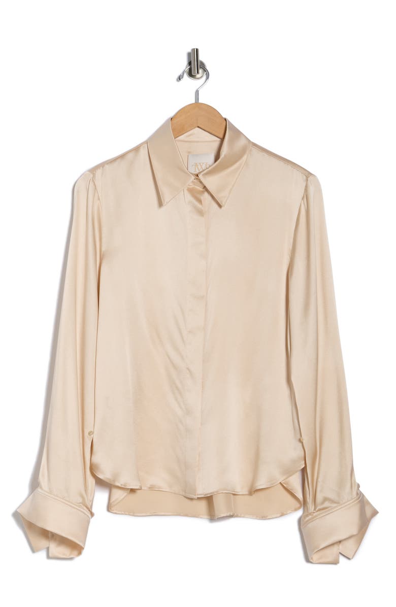 TWP Boyfriend Silk Button-Up Shirt, Main, color, Champagne