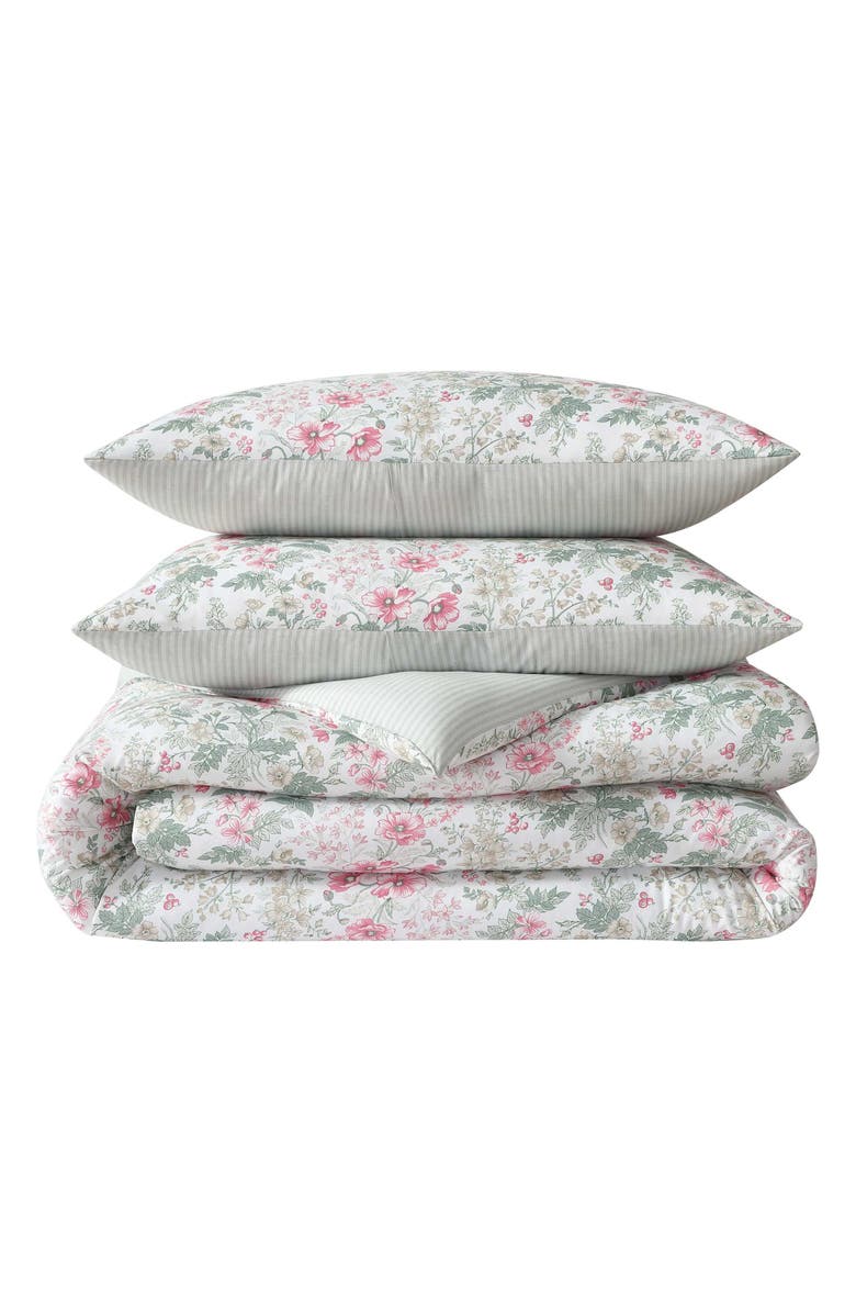 Laura Ashley Arden Floral Comforter Set, Main, color, Light/ Pink