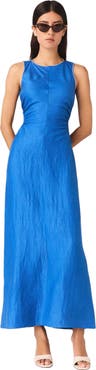 maje Backless Linen-Blend Midi Dress