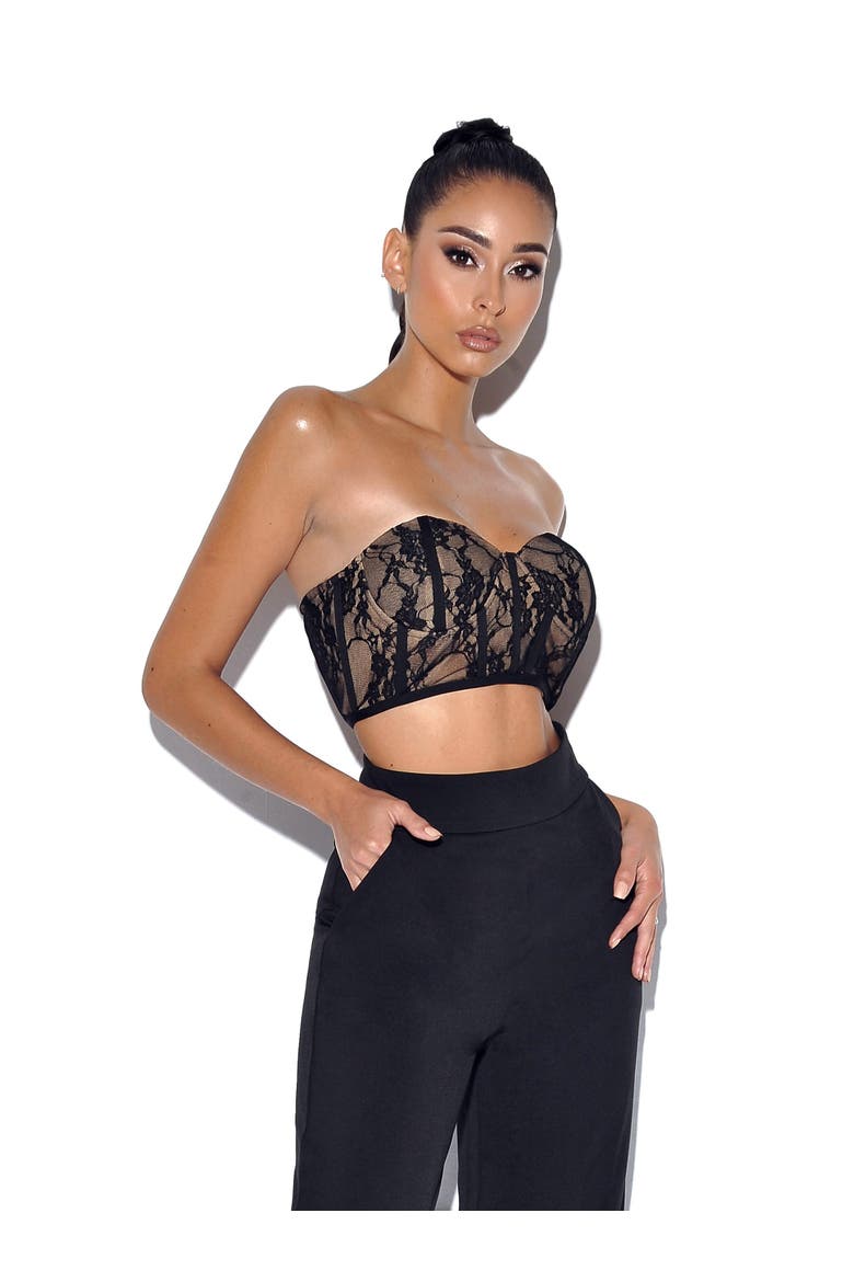 New Romance Bralette Lace Corset top, Alternate, color, Black