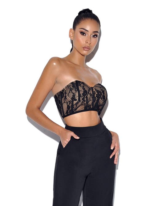 Miss Circle New Romance Bralette Lace Corset Top In Black