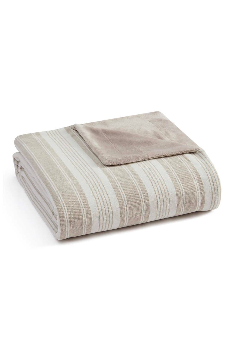 Tate Striped Chenille Throw Blanket, Main, color, WHITE/ SEA OATS