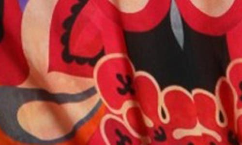 Apny Print Tie Front Top In Red Multi