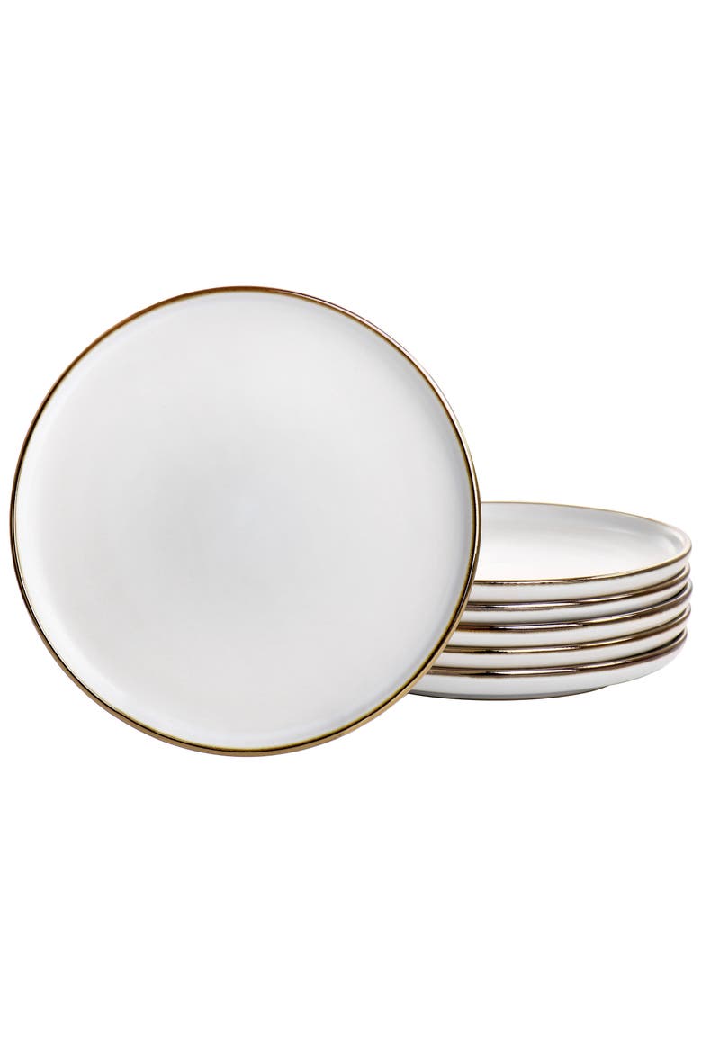Arthur 6 Piece Stoneware Salad Plate Set, Main, color, White
