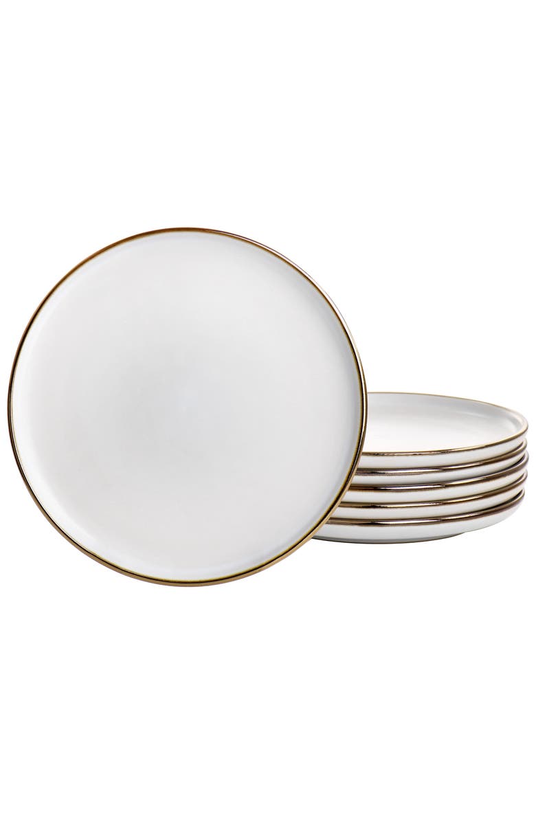 Elama Arthur 6 Piece Stoneware Salad Plate Set, Main, color, White