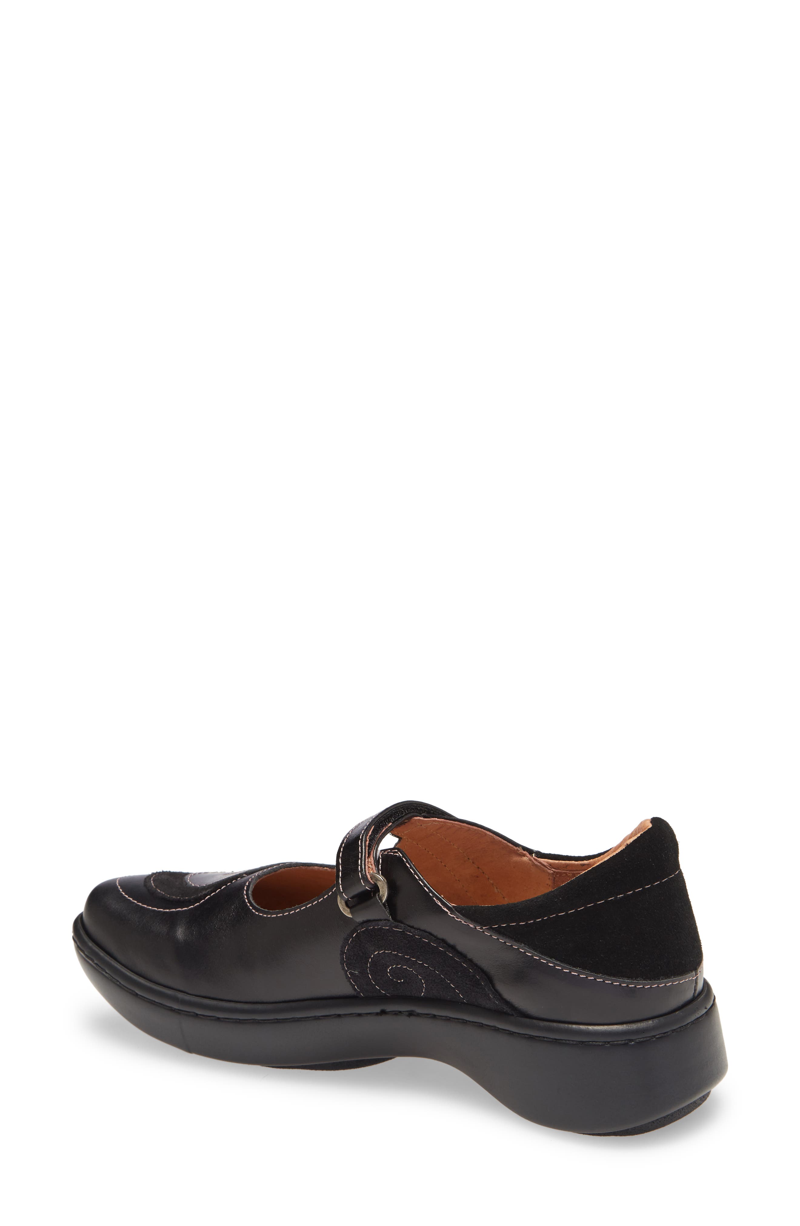Naot Sea Mary Jane Flat, Alternate, color, Black Madras/ Black Suede