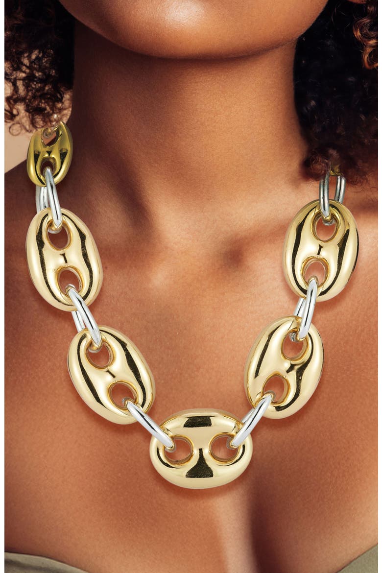 Two-Tone Mariner Chain Necklace, Alternate, color, GOLD/SILVER