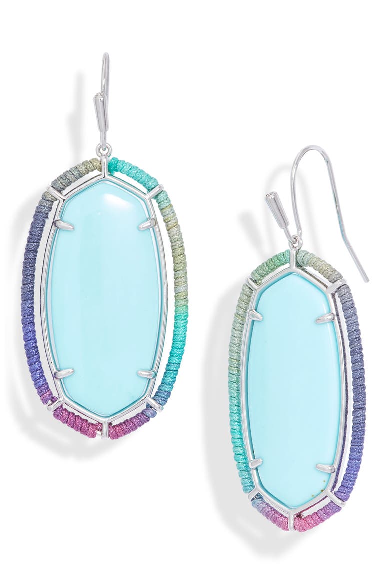 Elle Threaded Drop Earrings, Main, color, RHODIUM BLUE MIX
