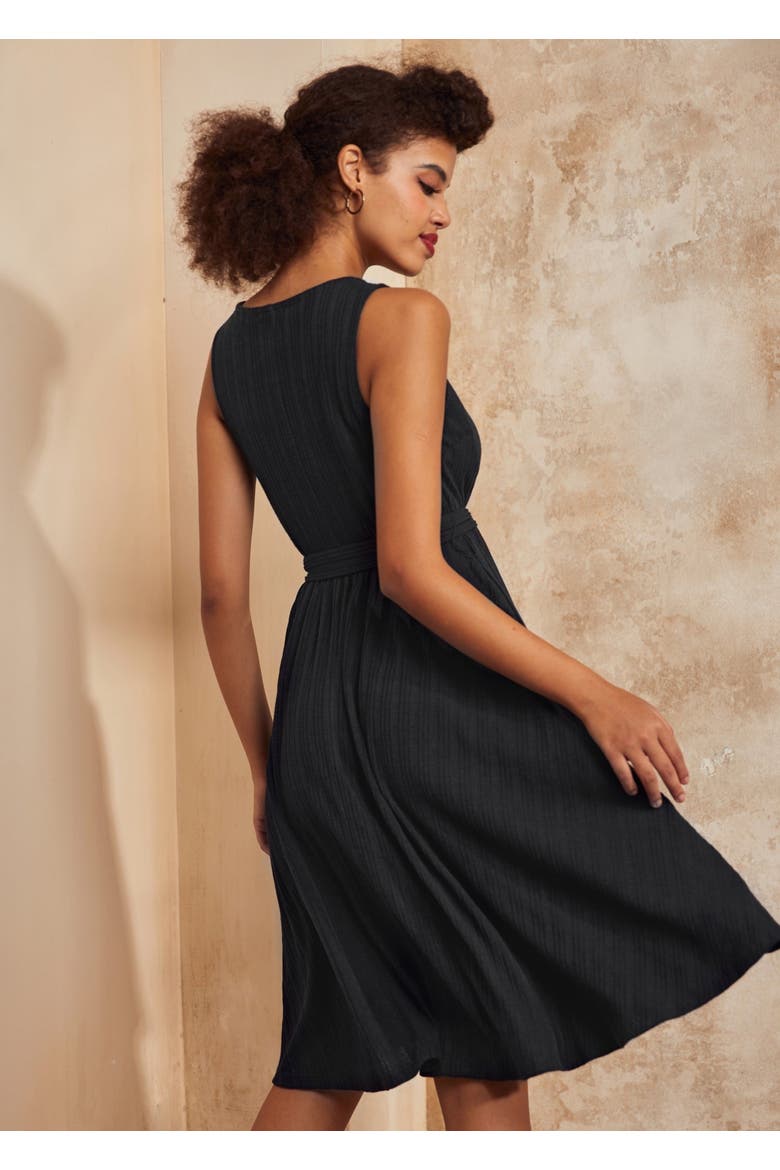 Instant Energy Sleeveless Faux Wrap Knit Dress, Alternate, color, Black Stretch Knit