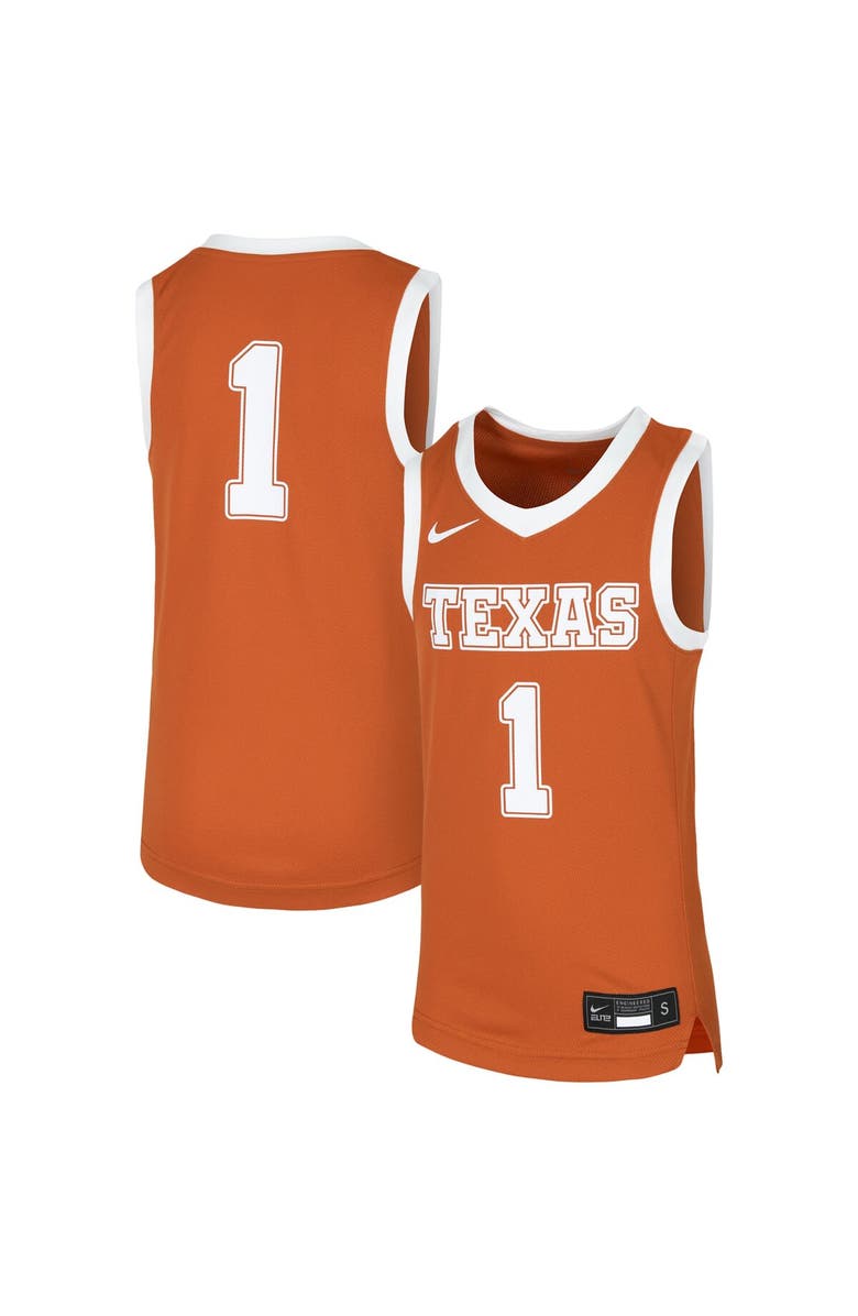 Nike Youth Nike #1 Orange Texas Longhorns Replica Team Basketball Jersey, Alternate, color, Burnt Orange
