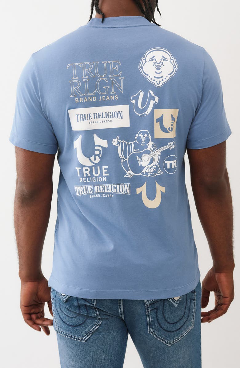 True Religion Mixed Logo Graphic T-Shirt, Alternate, color, Coronet Blue