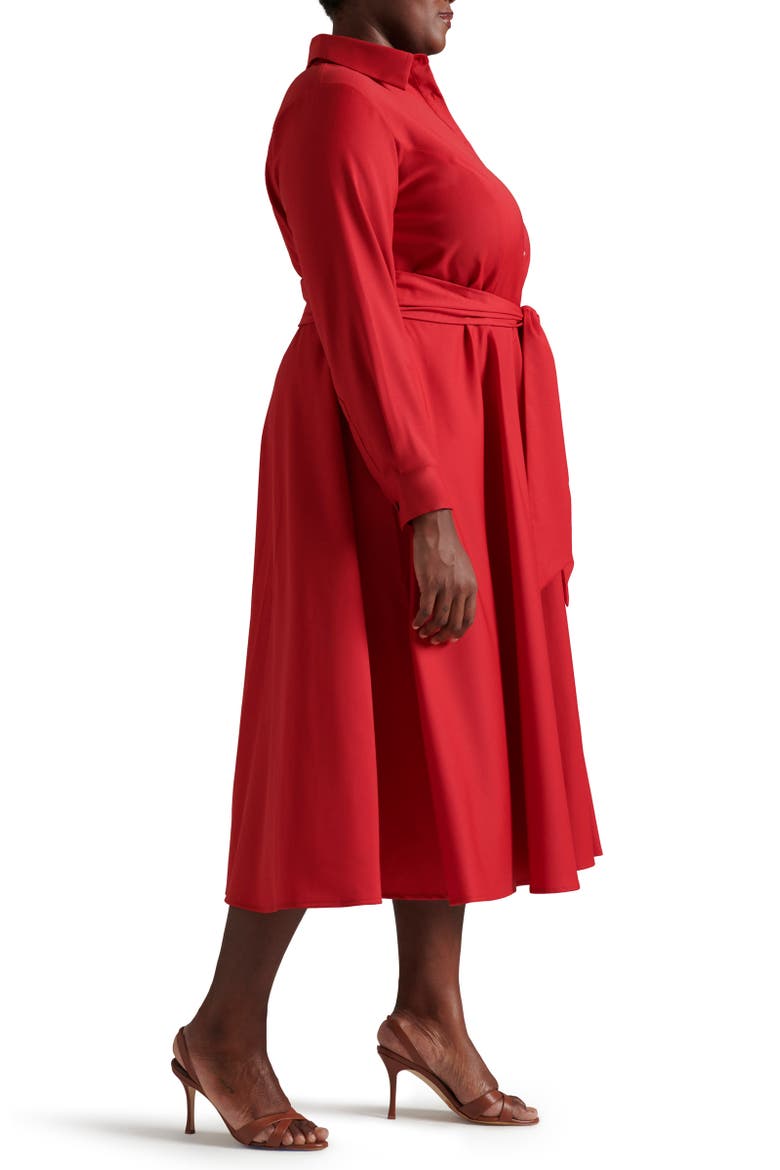 Wool Tace Shirtdress, Alternate, color, Scarlett