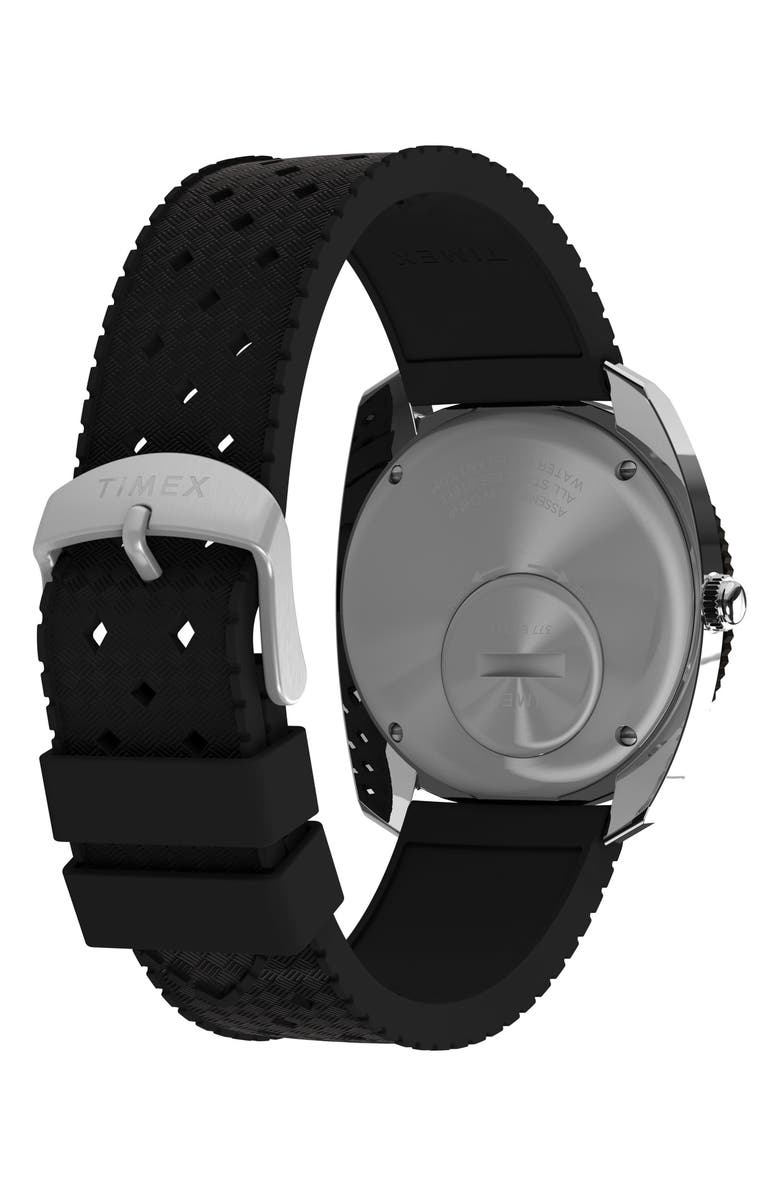 Timex<sup>®</sup> Q Timex Reissue 1971 Velocity Rubber Strap Watch, 36mm, Alternate, color, Black