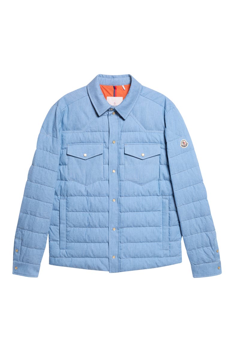 Tiriol Denim Down Puffer Shirt Jacket, Alternate, color, CORONET BLUE
