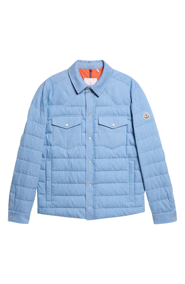 Moncler Tiriol Denim Down Puffer Shirt Jacket, Main, color, Coronet Blue