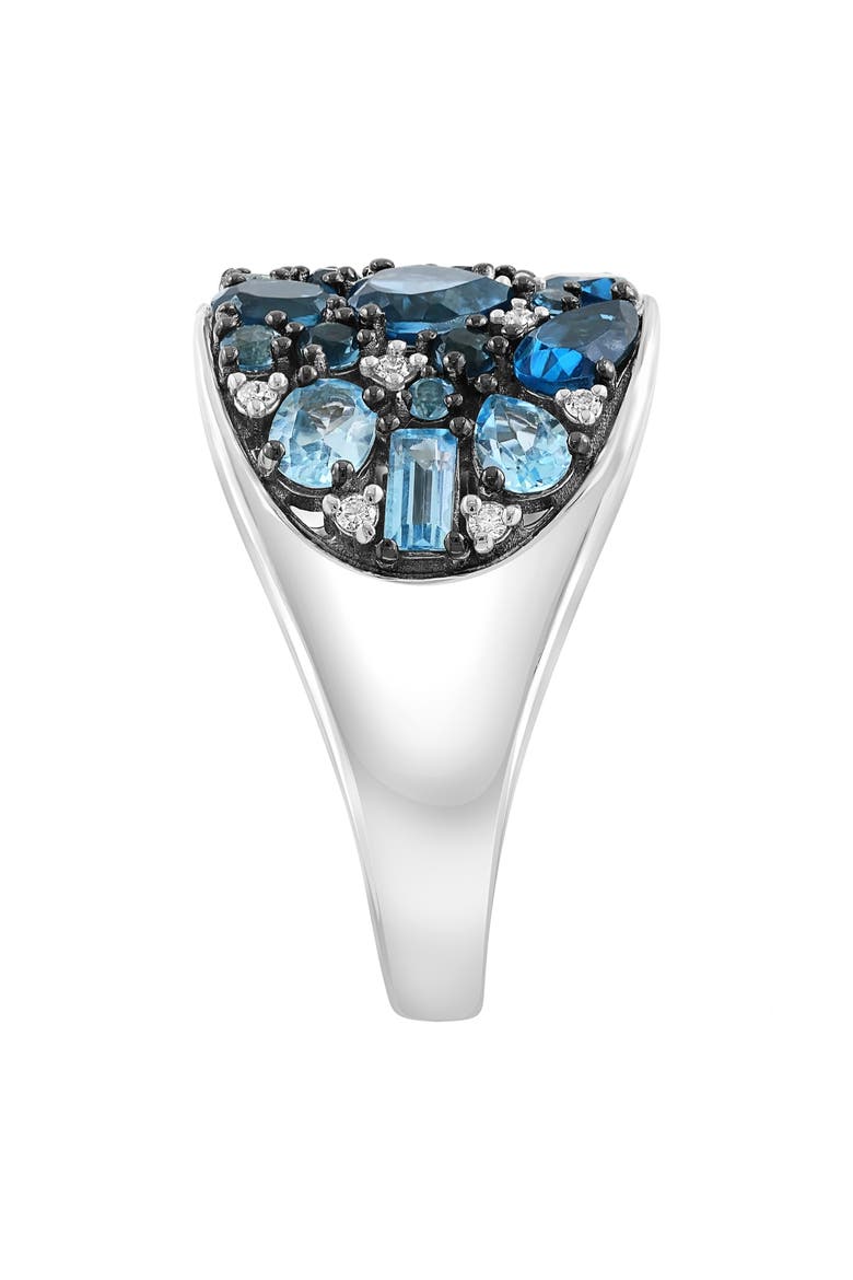 Sterling Silver Blue Topaz, London Blue Topaz & Diamond Ring, Alternate, color, BLUE