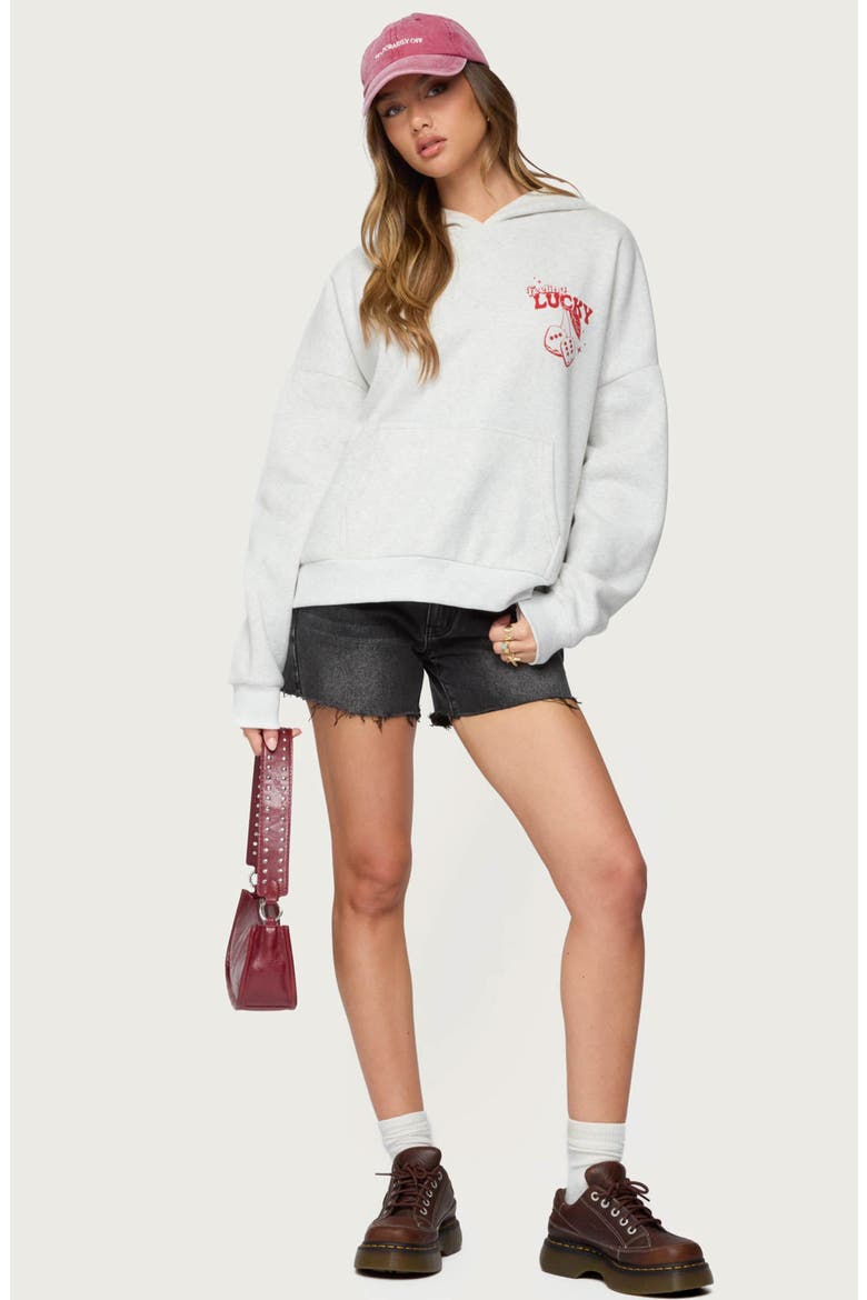 Feeling Lucky Oversize Hoodie, Alternate, color, GRAY-MELANGE
