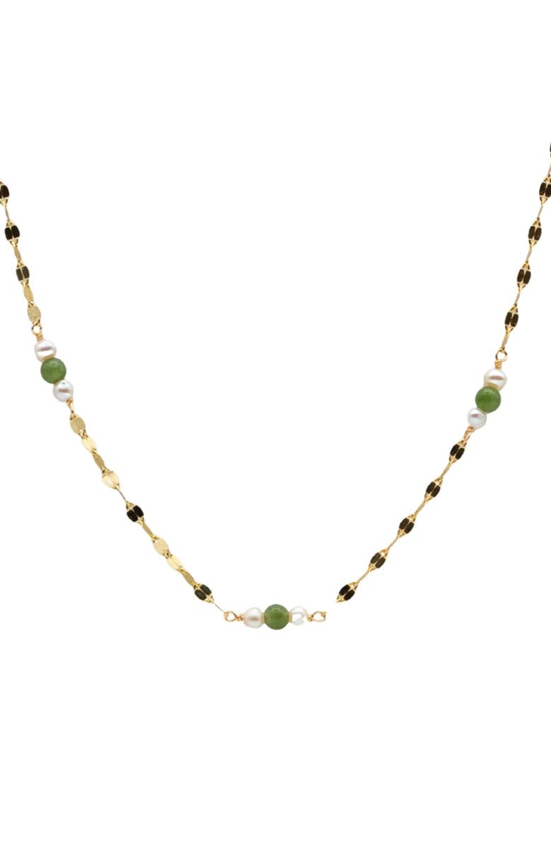 seree Elena Jade and Freshwater Pearl Beaded Necklace, Main, color, Green
