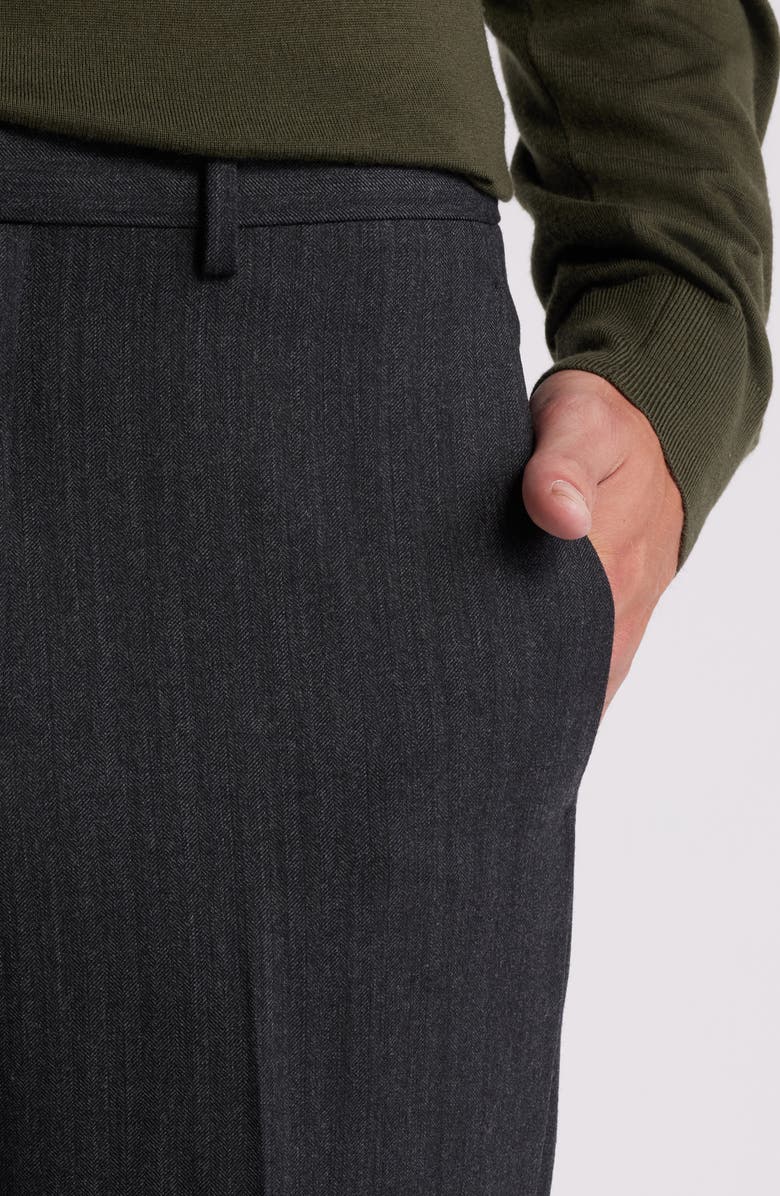 Theory Mayer Herringbone Wool Blend Flannel Dress Pants, Alternate, color, Charcoal Multi