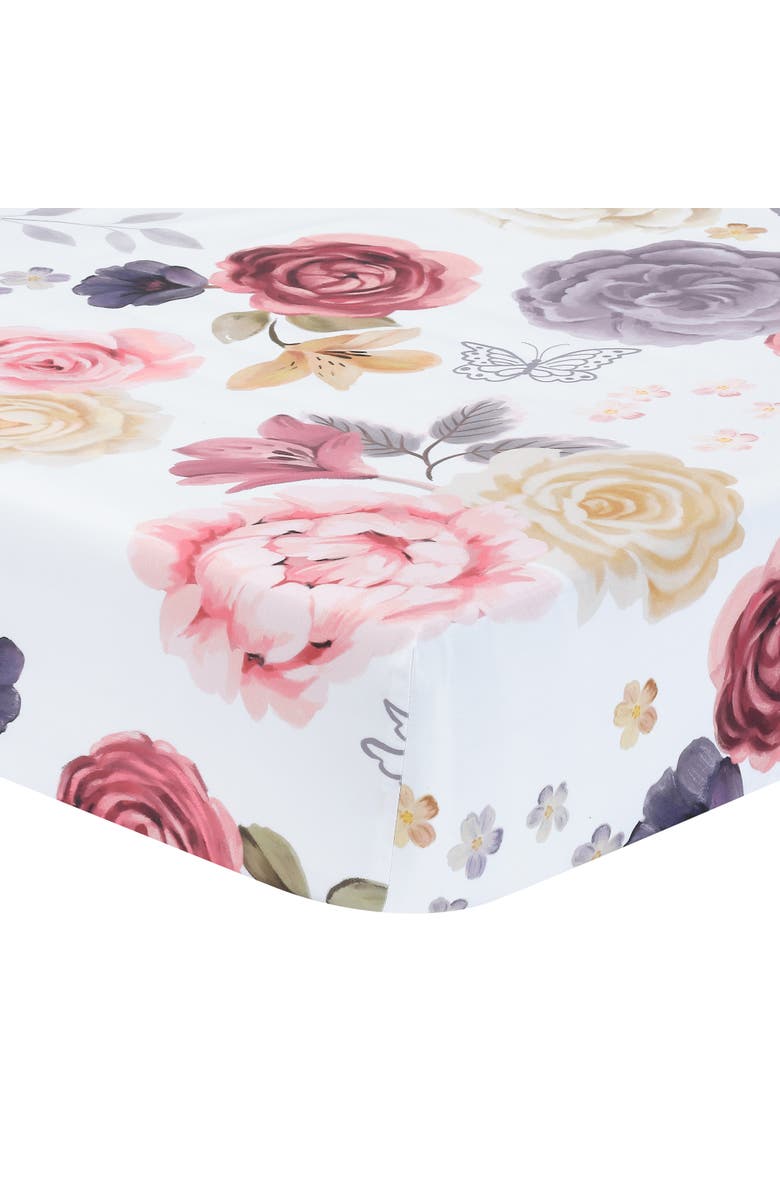 Lambs & Ivy Secret Garden Luxury Floral 3-Piece Cotton Sateen Crib Bedding Set, Alternate, color, 