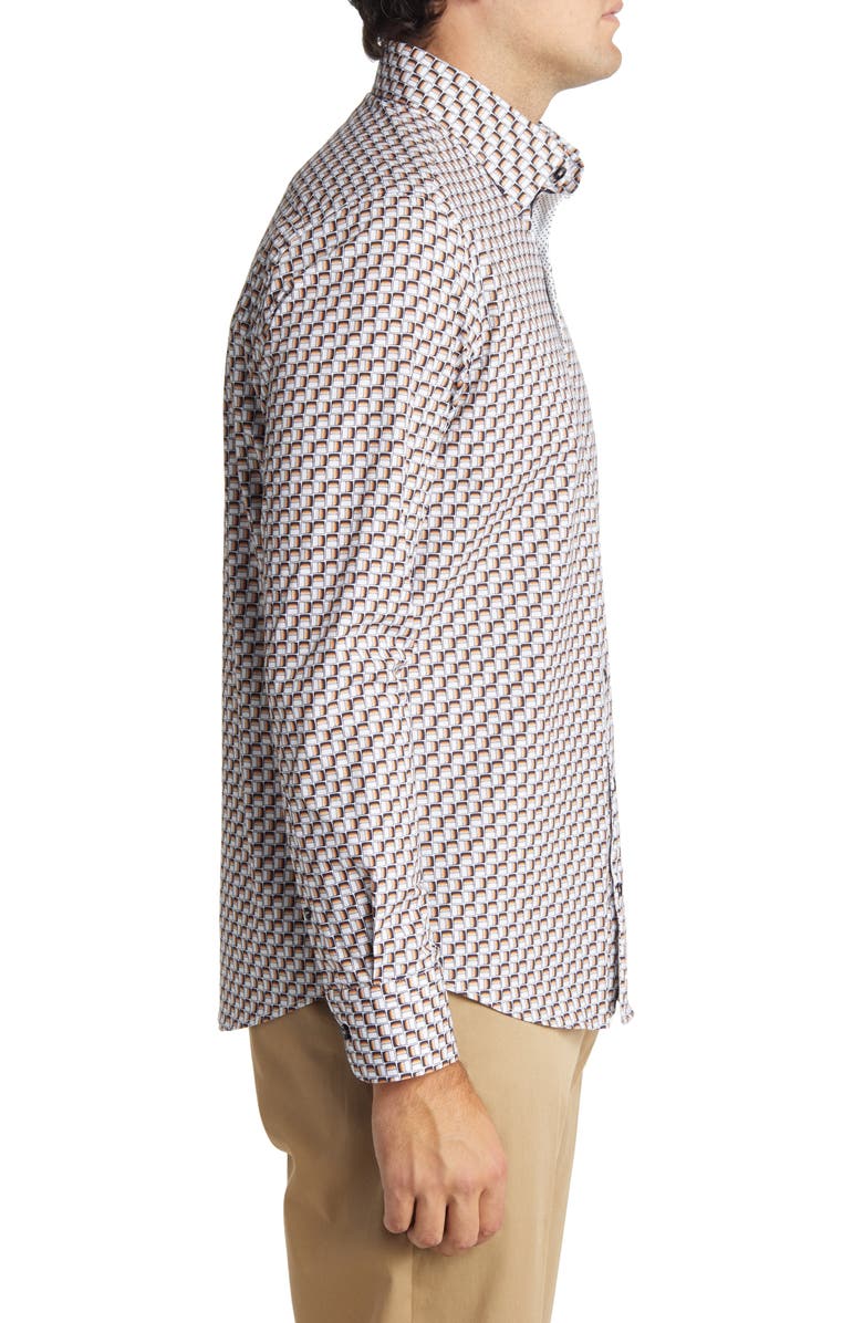 Stone Rose Men's Scotch Print Stretch Cotton Button-Up Shirt, Alternate, color,