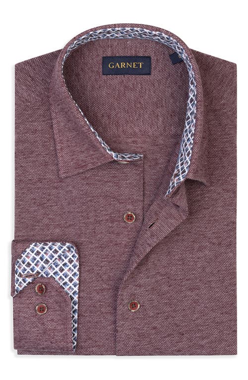 Studio Garnet Los Angeles Mélange Knit Button-down Shirt In Burgundy