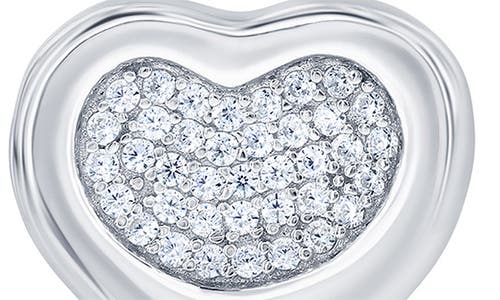 Simona Cubic Zirconia Heart Stud Earrings In Silver