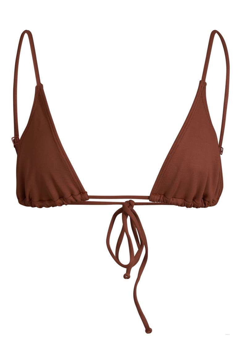 Sacred Tie Back Tassel Bikini Top, Alternate, color, Brown