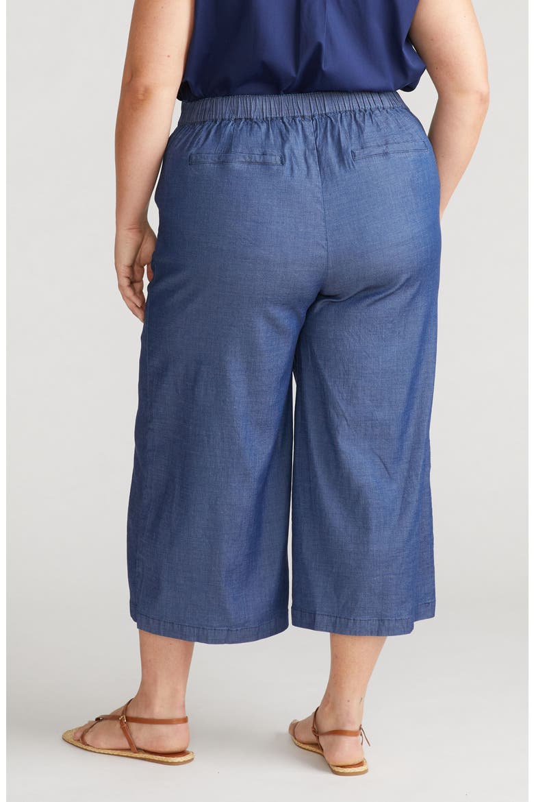 Perfect Crop Wide Leg Chambray Pants, Alternate, color, MIDNIGHT BLUE