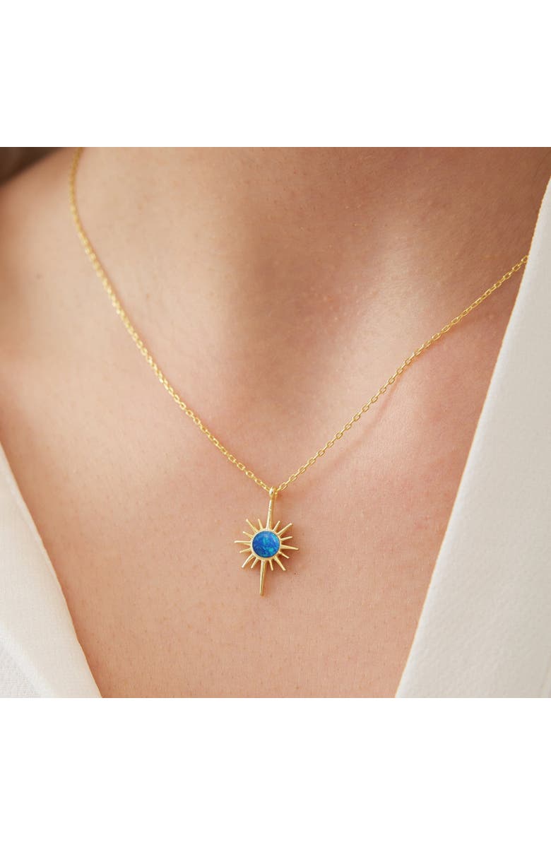 Spero London Blue Opal Northernstar Sterling Silver Pendant Necklace, Alternate, color, Gold