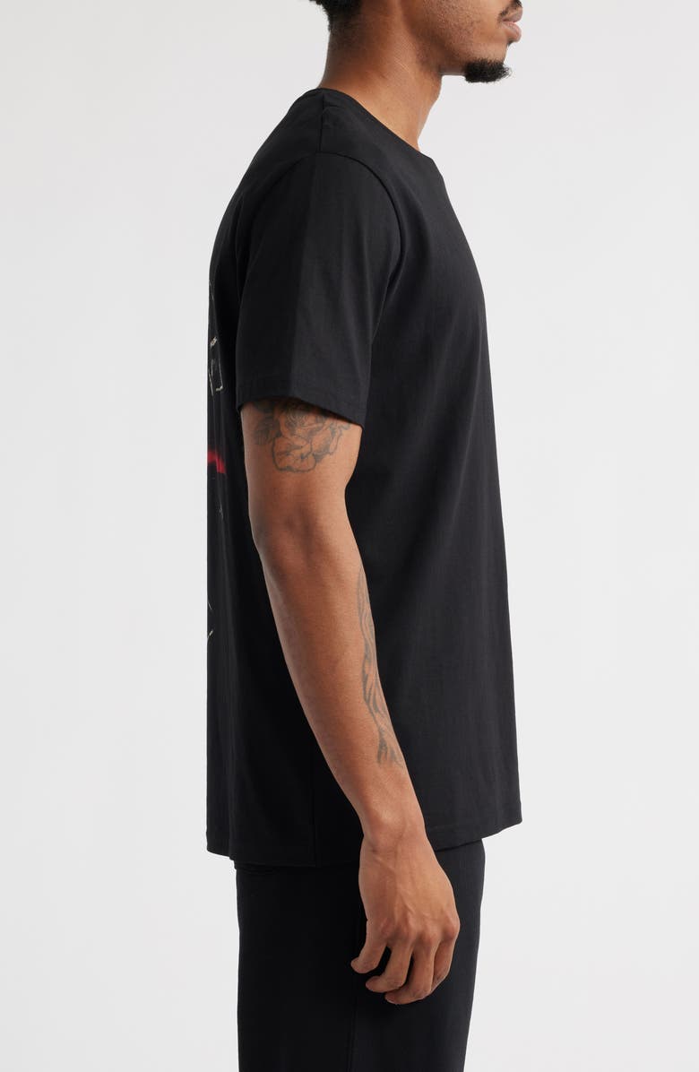 OVERNIGHT ANGELS CREW Red Graffiti Skull Organic Cotton Graphic T-Shirt, Alternate, color, Black