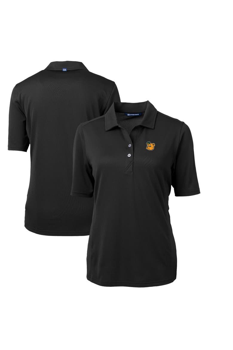 Women's Cutter & Buck Black Baylor Bears Team Virtue Eco Pique Recycled Polo, Main, color, Black