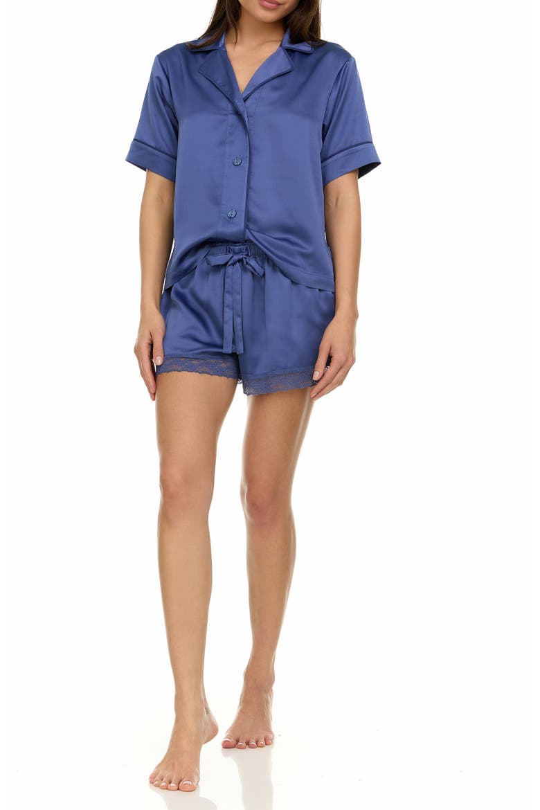 Selena Satin Charmeuse Short Pajamas, Alternate, color, NAVY