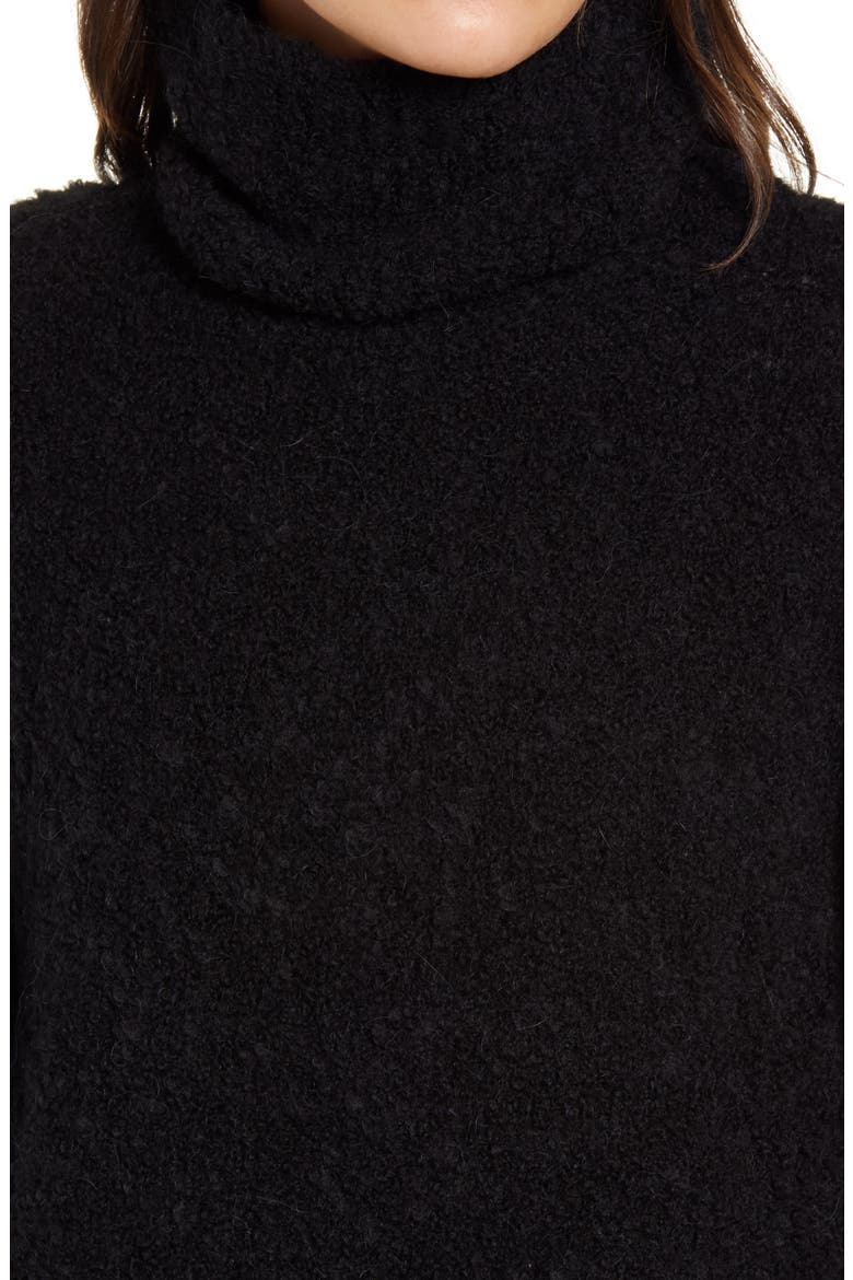 Bouclé Funnel Neck Pullover, Alternate, color, BLACK