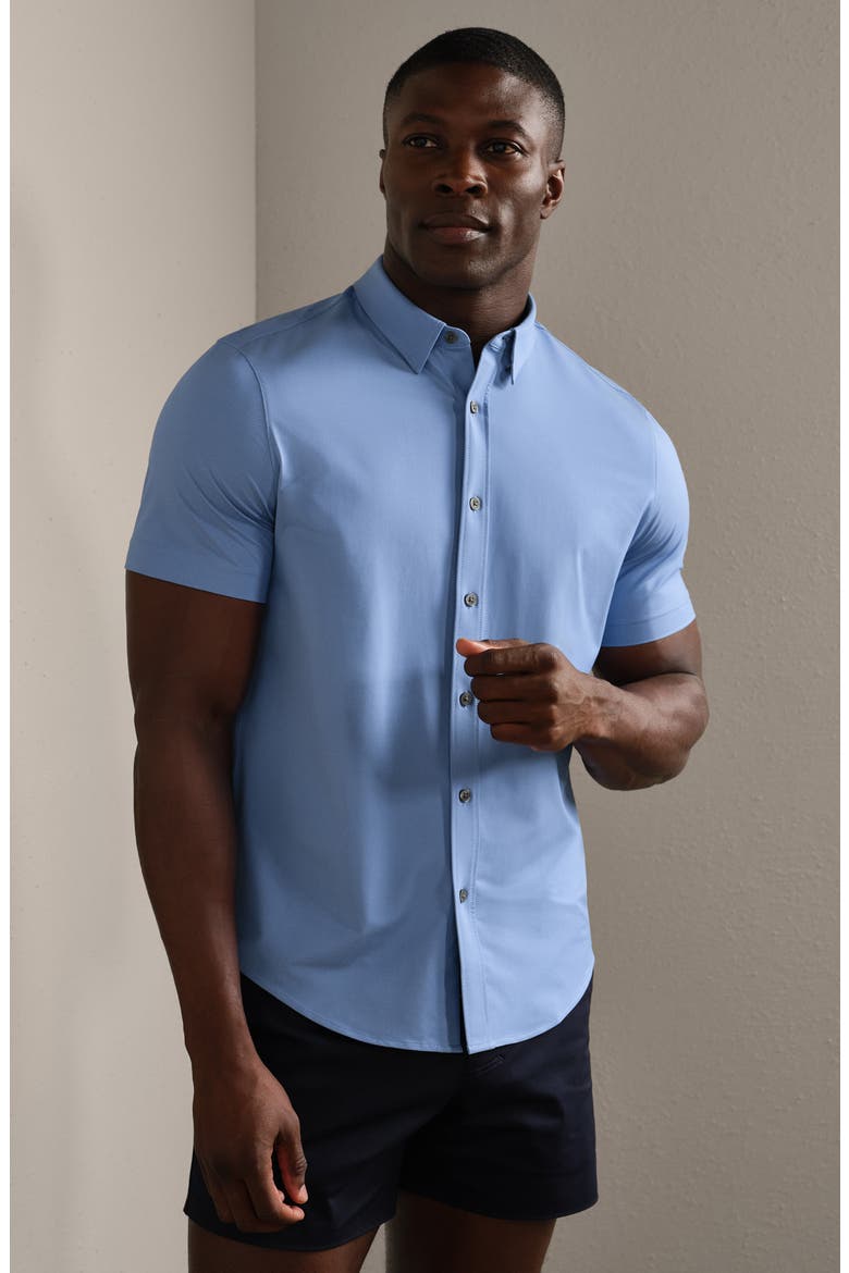 Commuter Slim Fit Short Sleeve Button-Up Shirt, Alternate, color, TRUE BLUE OXFORD