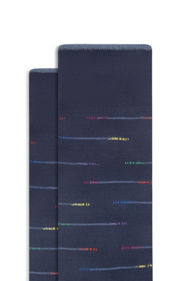 Bugatchi Broken Stripe Mercerized Cotton Blend Dress Socks, Alternate, color,