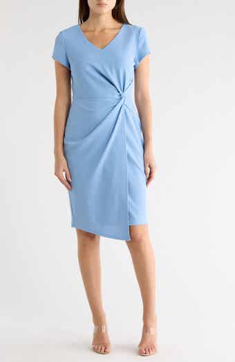 Connected Apparel Twist Detail Asymmetric Hem Dress
