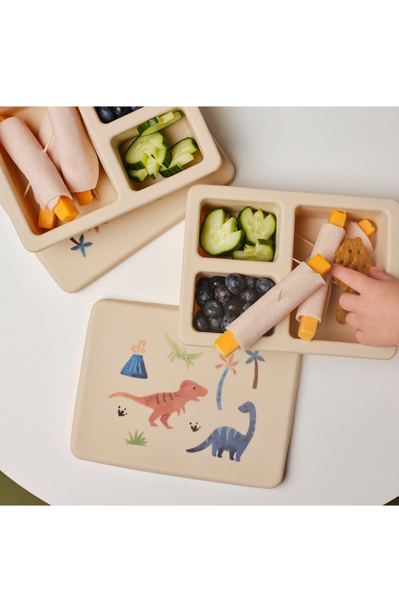 Austin Baby Co Silicone Mini  Bento Box, Alternate, color, Dinosaur Warm Cream