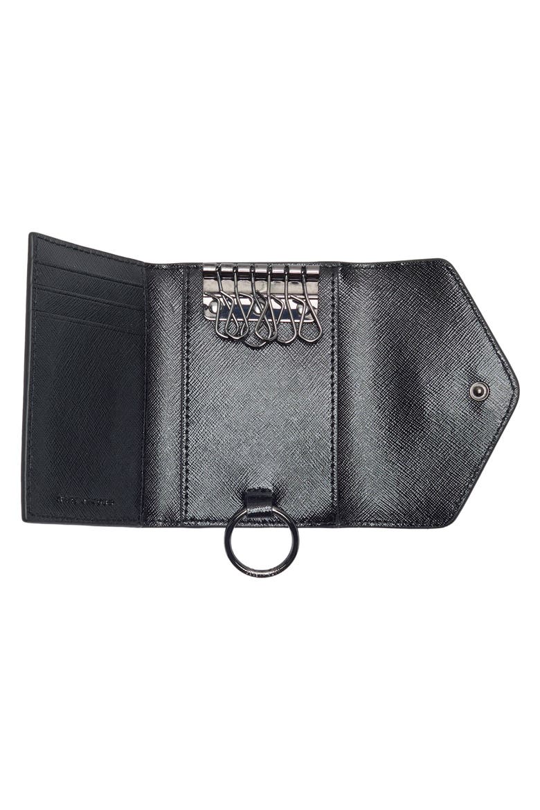 The Leather Key Case, Alternate, color, BLACK