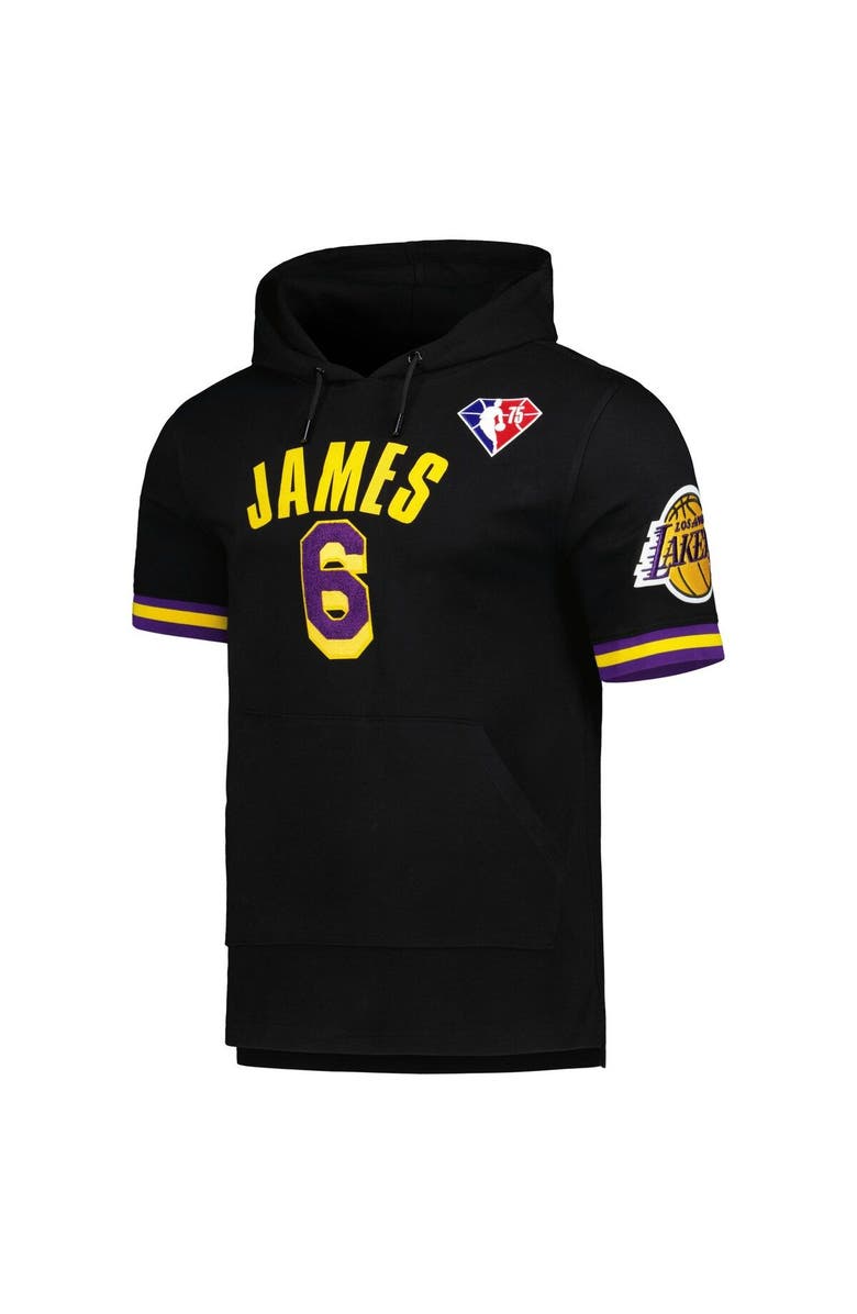PRO STANDARD Men's Pro Standard LeBron James Black Los Angeles Lakers Name & Number Short Sleeve Pullover Hoodie, Alternate, color, 