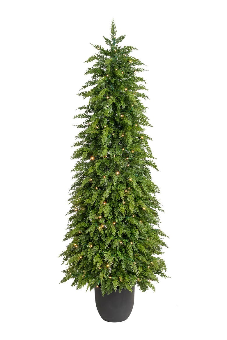3FT-5FT Pre-lit Christmas Artificial Cedar Porch Tree with Remote Controller, Main, color, Green
