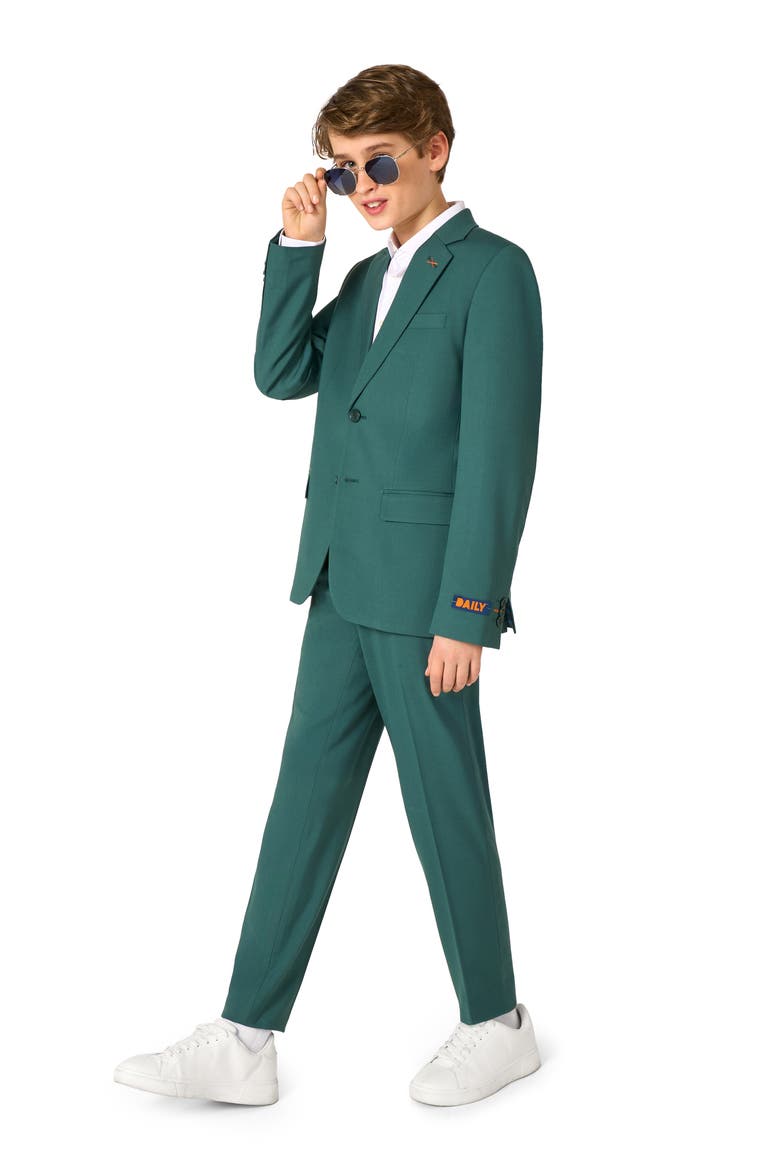 Kids' Daily Posy Green Stretch Suit, Alternate, color, GREEN