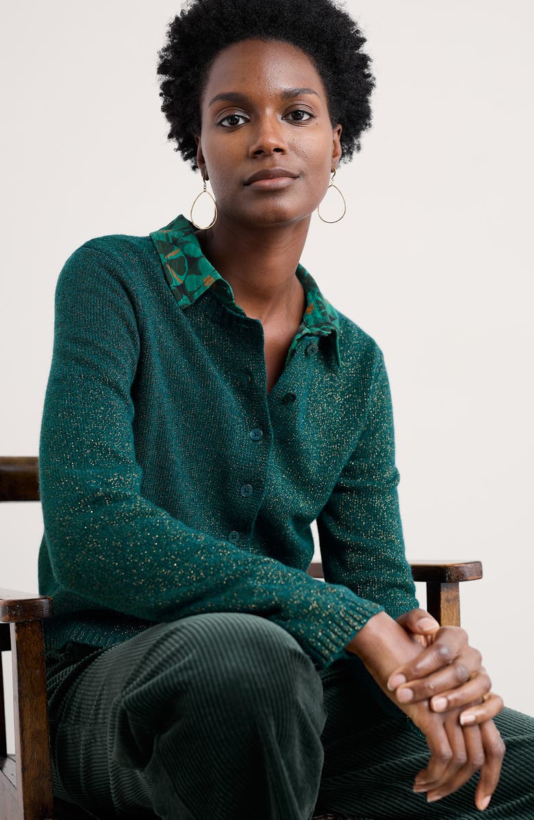 Seasalt Cornwall Tern Tide Sparkle Merino Wool Blend Cardigan, Alternate, color, Knit Melange Dark Wreckage