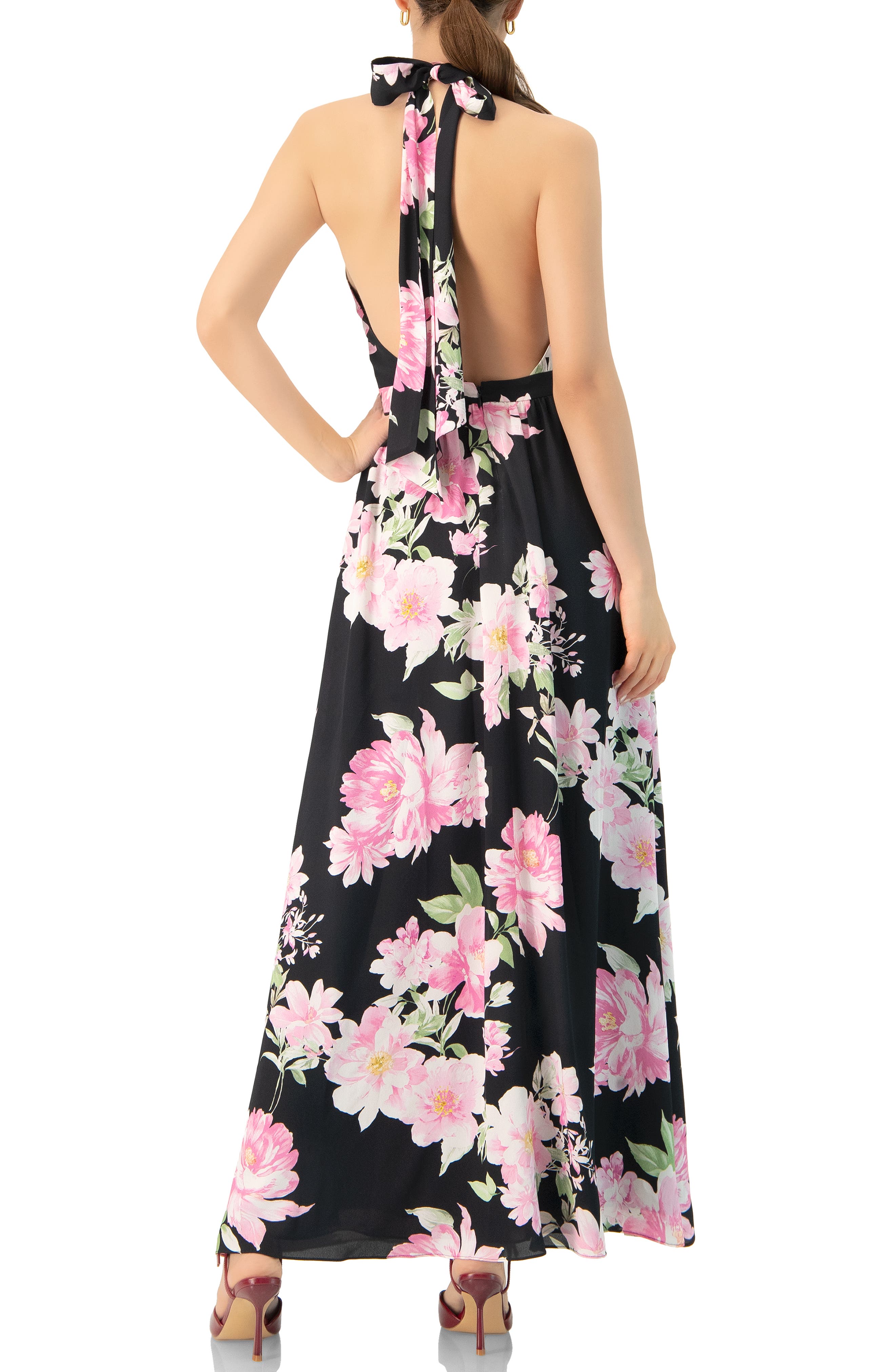 Floral Halter Neck Backless Maxi Dress - image 2