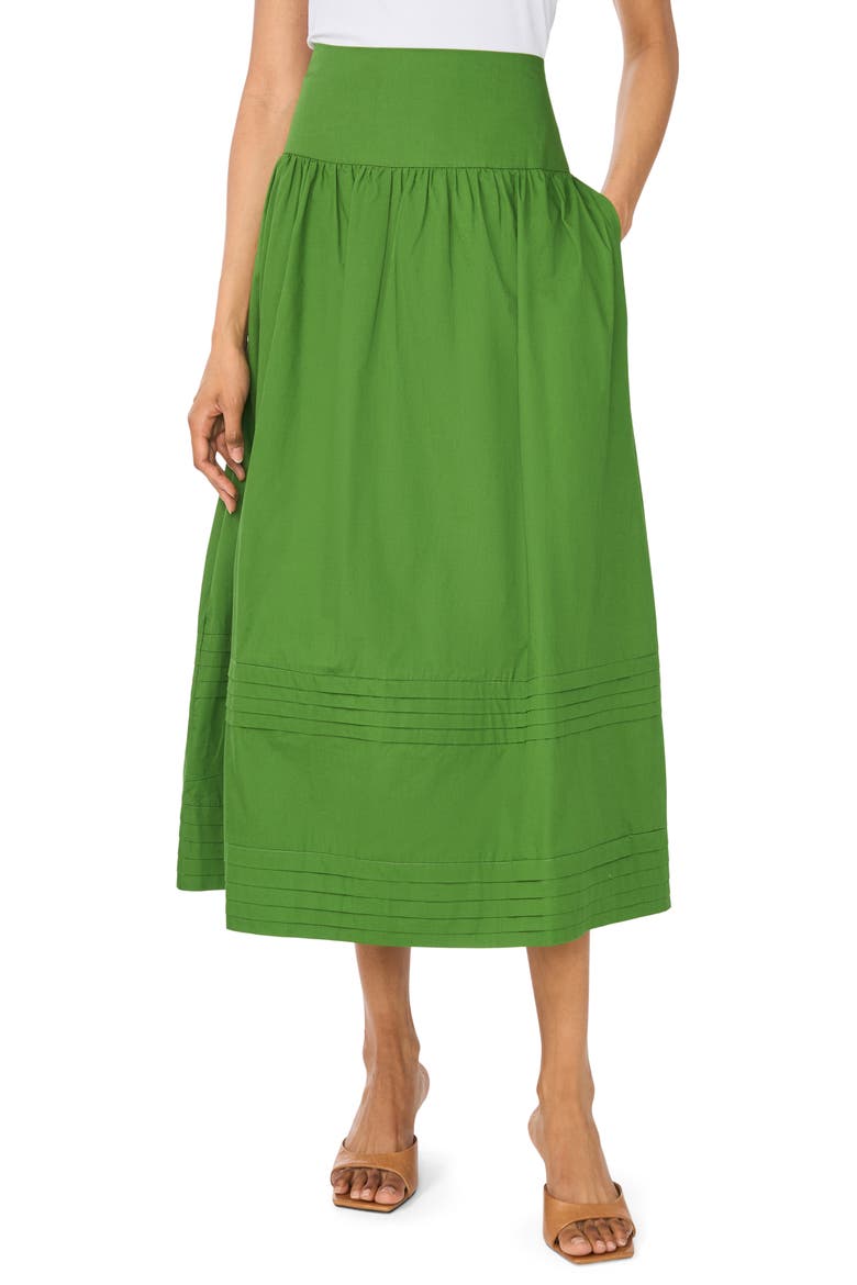 A-Line Cotton Midi Skirt, Main, color, MOSS